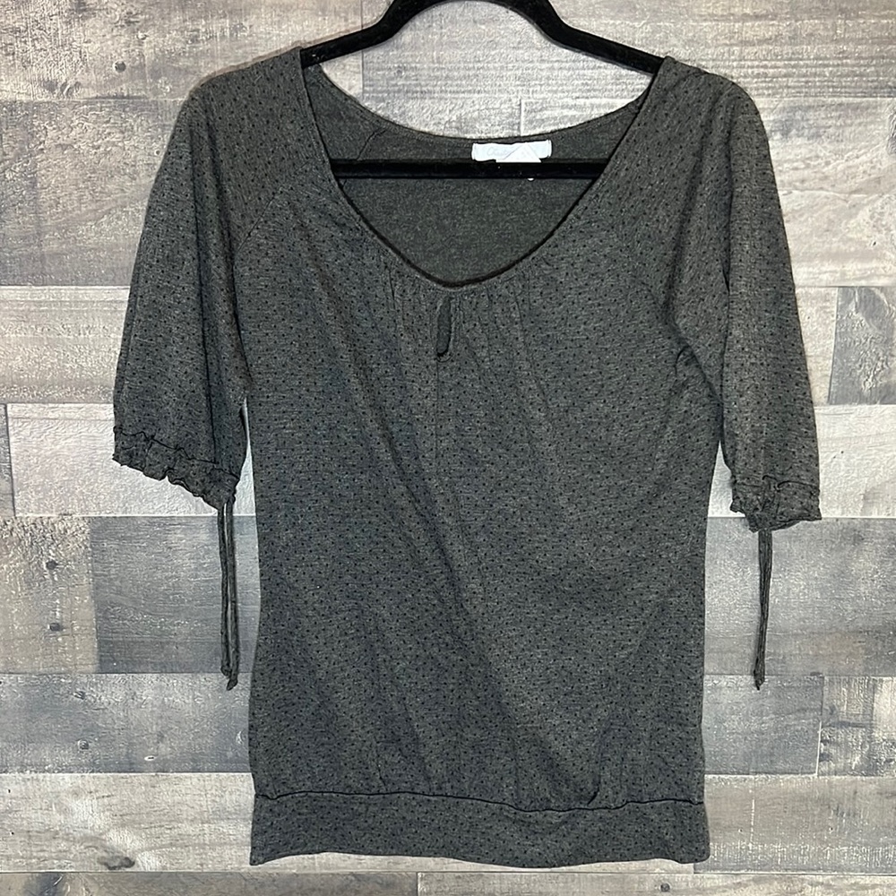 Gray with Tiny Black Dots Charlotte Russe Blouse